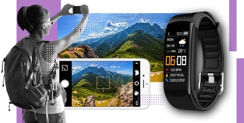 Smartband GIEWONT Fit&GO Duo GW200-8 - Black + Pasek Touch of Lavender