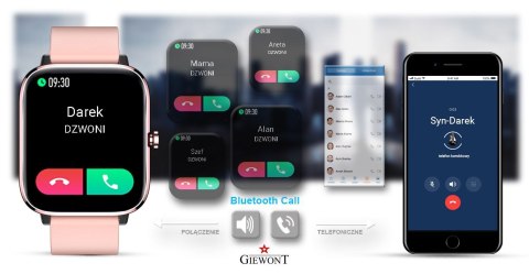 Smartwatch GIEWONT Dynamic SmartCall GW230-1 - Rose Gold/Powder Pink