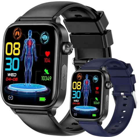 Smartwatch Męski Rubicon RNCF33 BLACK + Pasek Granatowy