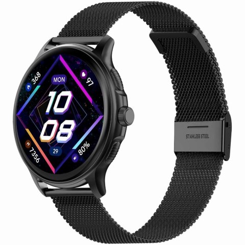 Smartwatch Damski GRAVITY GT12-1 Czarny Pasek Silikonowy + Czarna Bransoleta