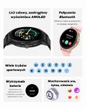 Smartwatch Damski GRAVITY GT12-2 Granatowy Pasek Silikonowy + Czarna Bransoleta