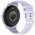 Smartwatch Damski GRAVITY GT12-6 Fioletowy Pasek Silikonowy + Srebrna Bransoleta