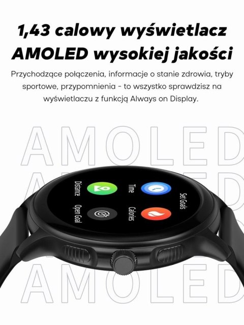 Smartwatch Damski GRAVITY GT12-7 Czarny Pasek Silikonowy + Srebrna Bransoleta