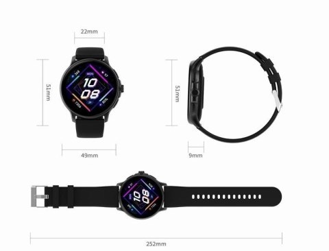 Smartwatch Damski GRAVITY GT12-7 Czarny Pasek Silikonowy + Srebrna Bransoleta