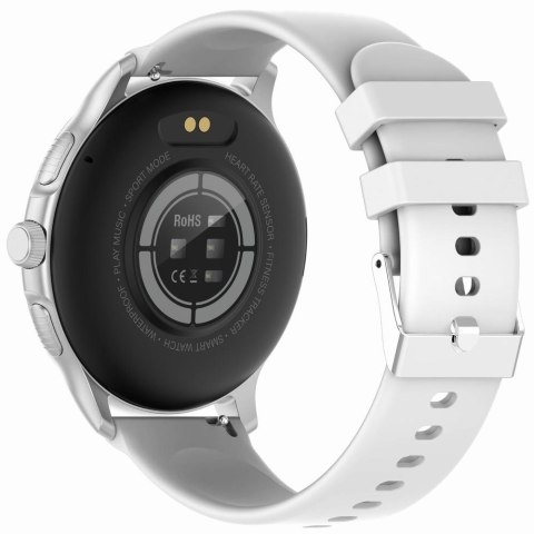 Smartwatch Damski GRAVITY GT12-8 Biały Pasek Silikonowy + Srebrna Bransoleta