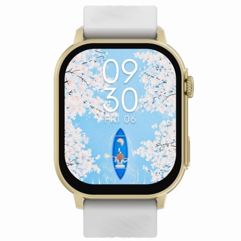 Smartwatch Damski GRAVITY GT15-10 Biały Pasek Silikonowy + Złota Bransoleta