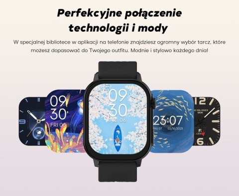 Smartwatch Damski GRAVITY GT15-11 Granatowy Pasek Silikonowy + Złota Bransoleta