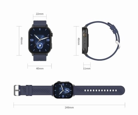 Smartwatch Damski GRAVITY GT15-11 Granatowy Pasek Silikonowy + Złota Bransoleta