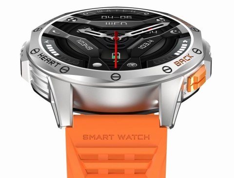 Smartwatch Męski GRAVITY GPS GT24-4 Czarny Pasek Silikonowy + Pomarańczowy Pasek Silikonowy