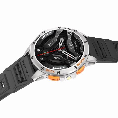 Smartwatch Męski GRAVITY GPS GT24-4 Czarny Pasek Silikonowy + Pomarańczowy Pasek Silikonowy