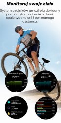 Smartwatch Męski GRAVITY GPS GT24-4 Czarny Pasek Silikonowy + Pomarańczowy Pasek Silikonowy