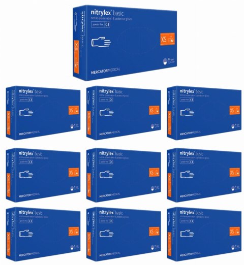 Rękawice Nitrylowe 100 szt. Nitrylex Basic Dark Blue - 10 kpl. (XS 5-6)