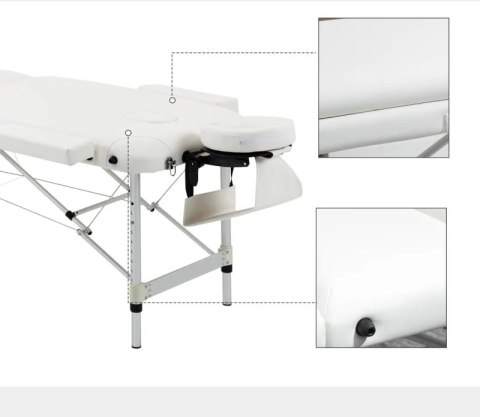 Łóżko Do Masażu Składane Aluminiowe Białe PAKO 700-039WT